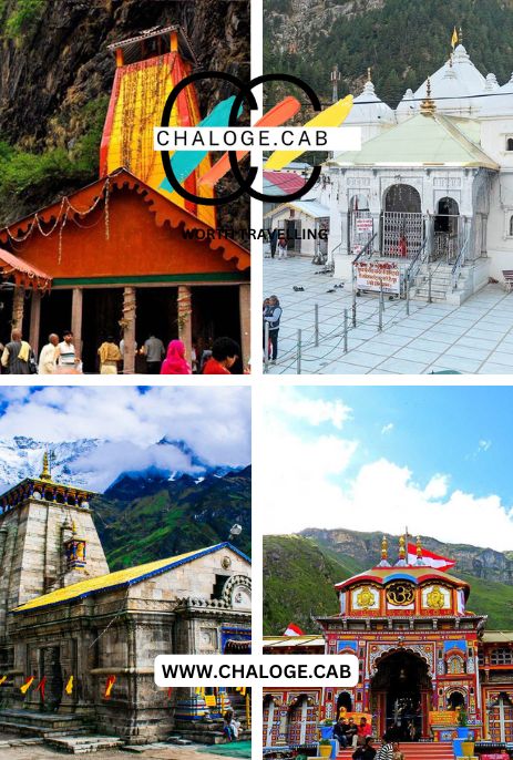 Chardham Taxi Haridwar - in the frame is all chardham image like gangotri, yamunotri, kedarnath, badrinath booking taxi service form haridwar